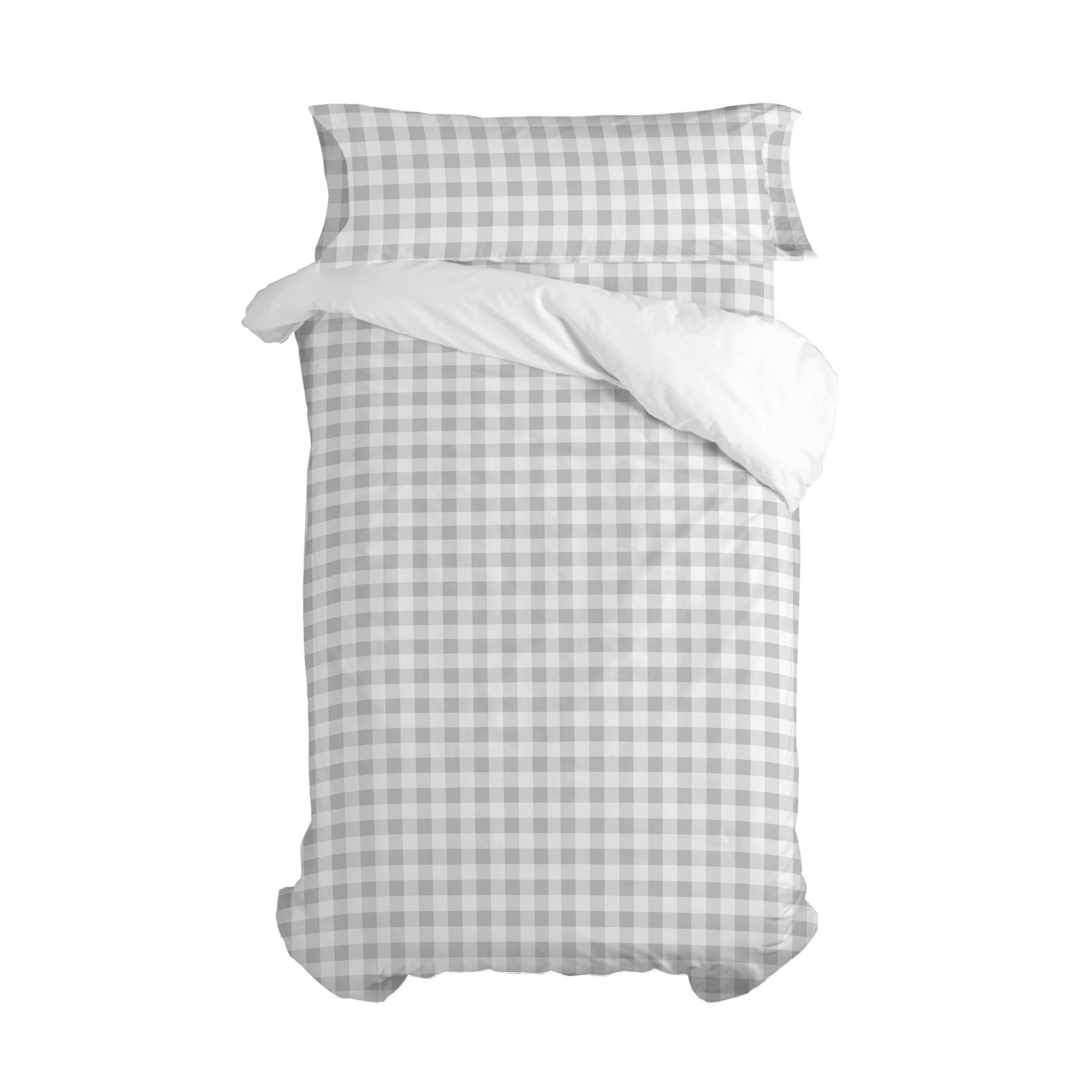 BETTBEZUG 2er-Set teiliges vichy 180x220 cm (komfortgrösse) grau - Grau, Textil (180/220cm) - Happy Friday