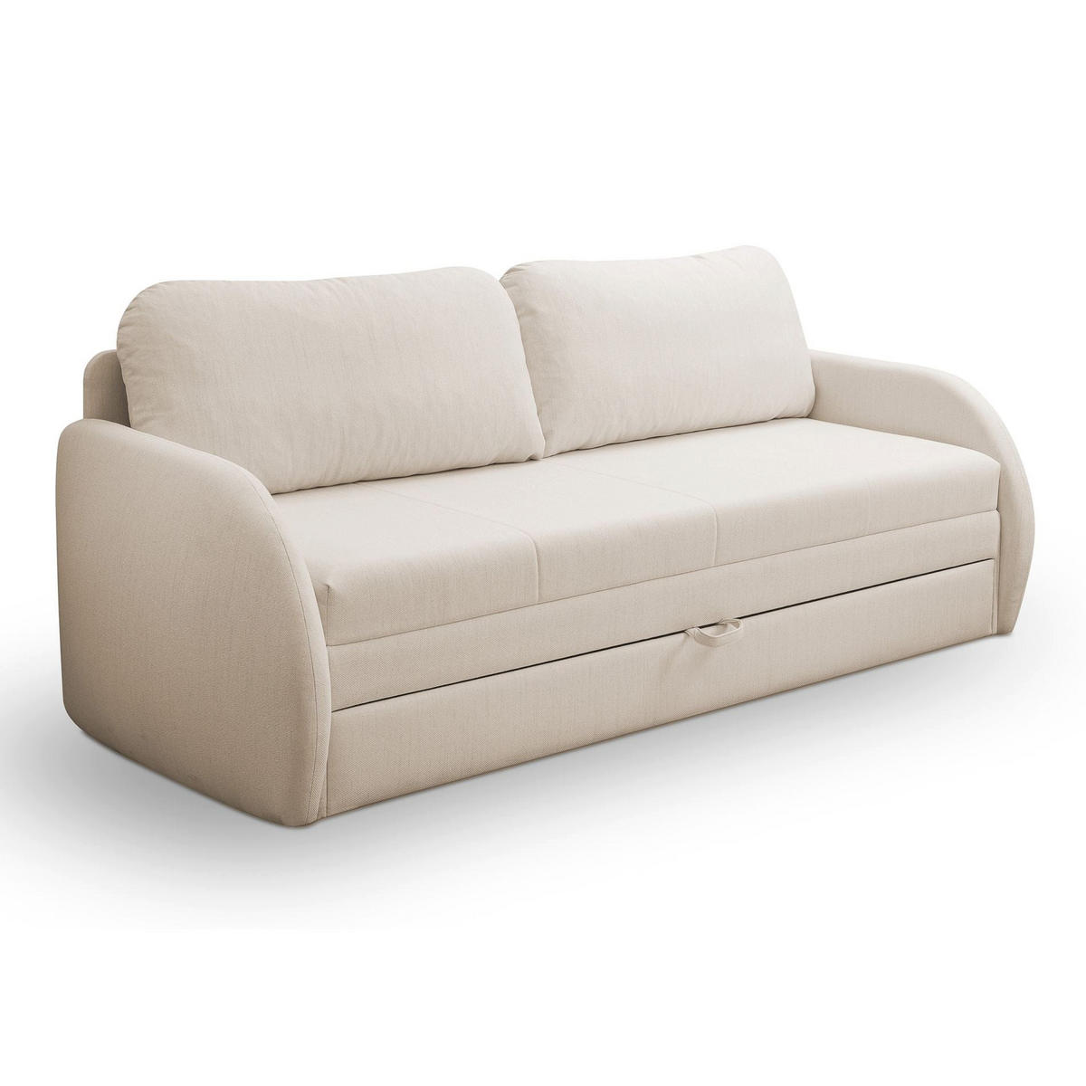 SCHLAFSOFA Diego hellbeige - Ecru/Schwarz, Kunststoff/Textil (221/90/91cm) - Selsey