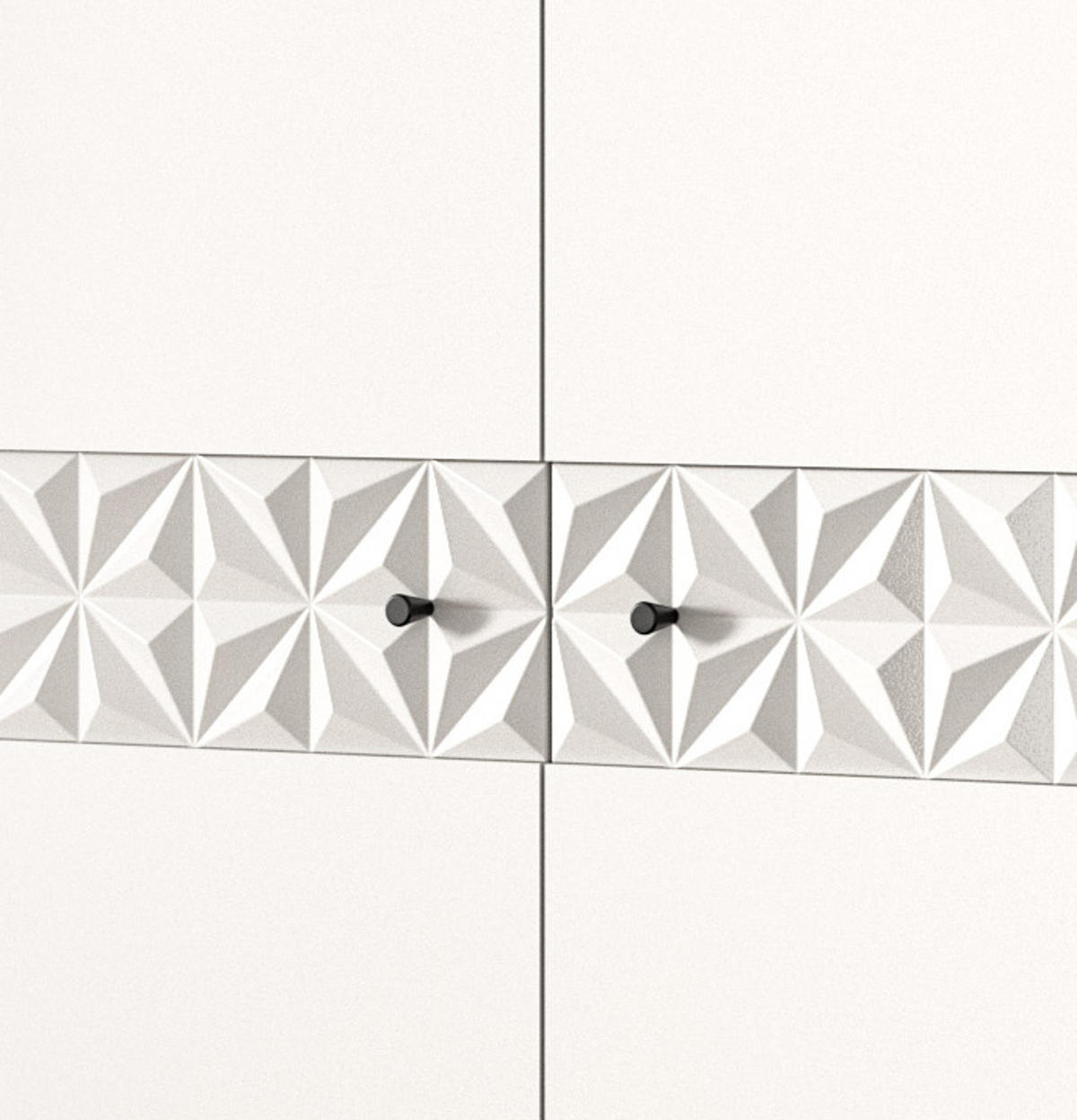 GARDEROBENSCHRANK weiß Hochglanz 70 x 192 cm, Schuhschrank mit 3D-Struktur - Weiß Hochglanz/Schwarz, Holzwerkstoff/Kunststoff (70/192/35cm) - Inn.Furn