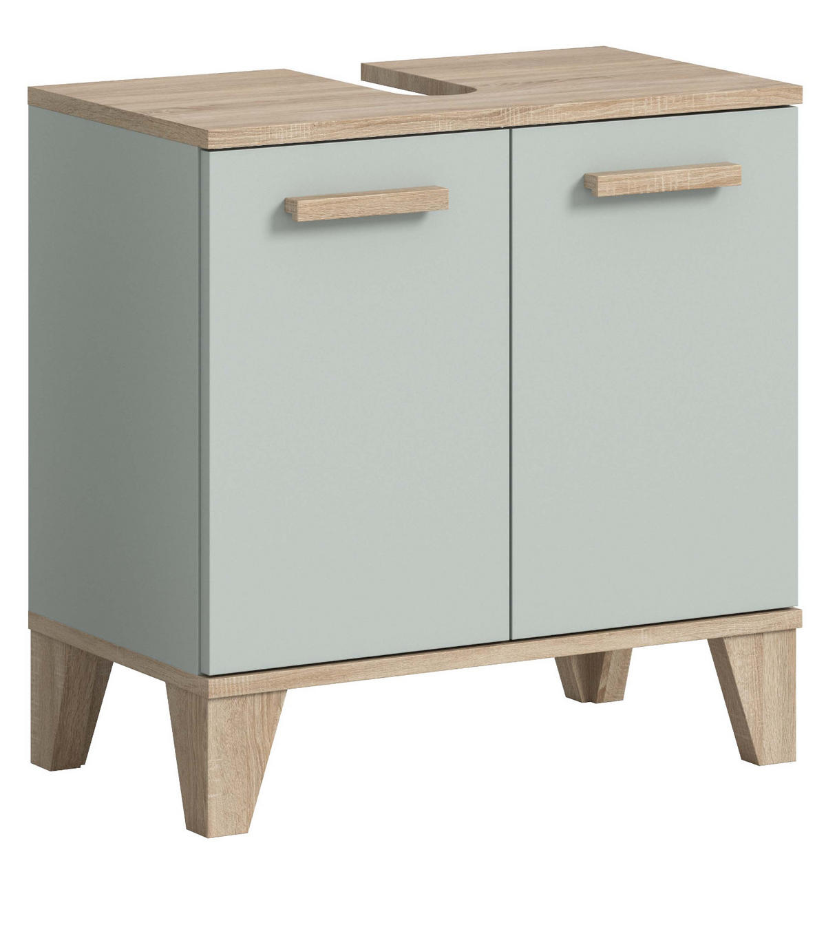 WASCHBECKENUNTERSCHRANK grün, Eiche, Badezimmer Unterschrank skandinavisch 60 cm - Eichefarben/Grün, Holzwerkstoff (60/61/34cm) - Inn.Furn