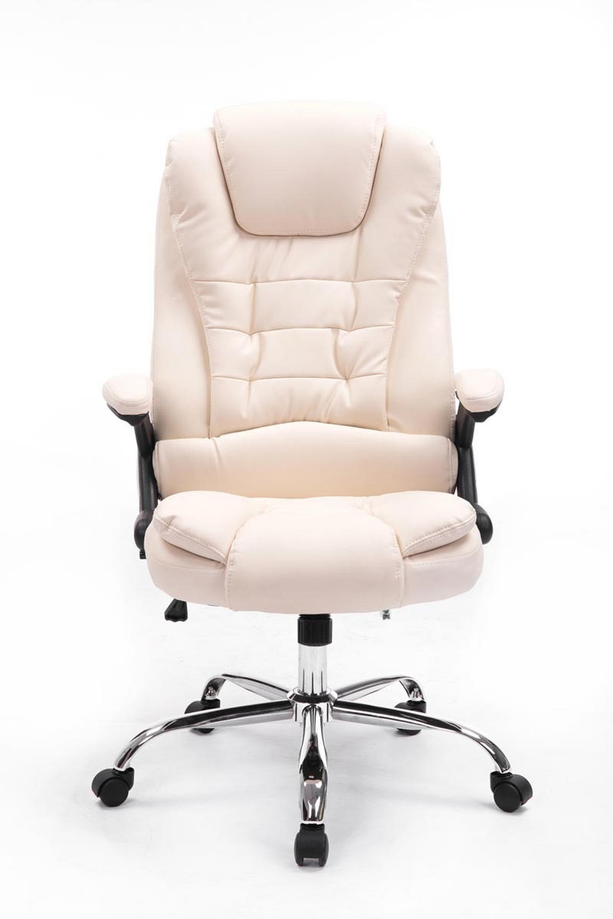 CHEFSESSEL Lederlook creme - Chromfarben/Creme, Textil/Metall (69.5/113/78cm) - CLP