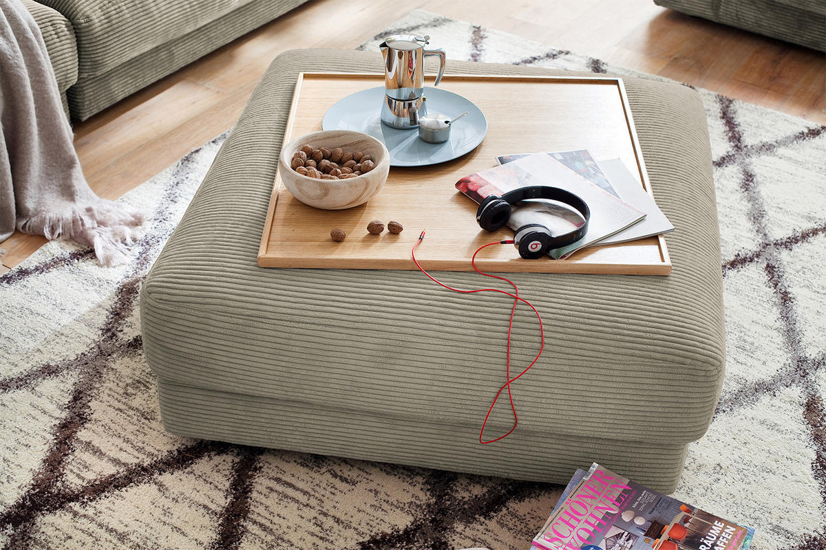 BIG HOCKER MADELINE Silber Cord - Silberfarben, Textil (120/43/120cm) - KAWOLA