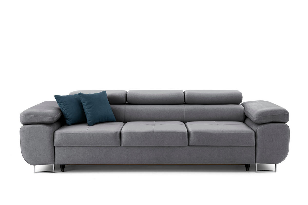 3-SITZER-SOFA WILD Dark gray - Chromfarben/Dunkelgrau, Holz/Textil (262/90/102cm) - Muffo