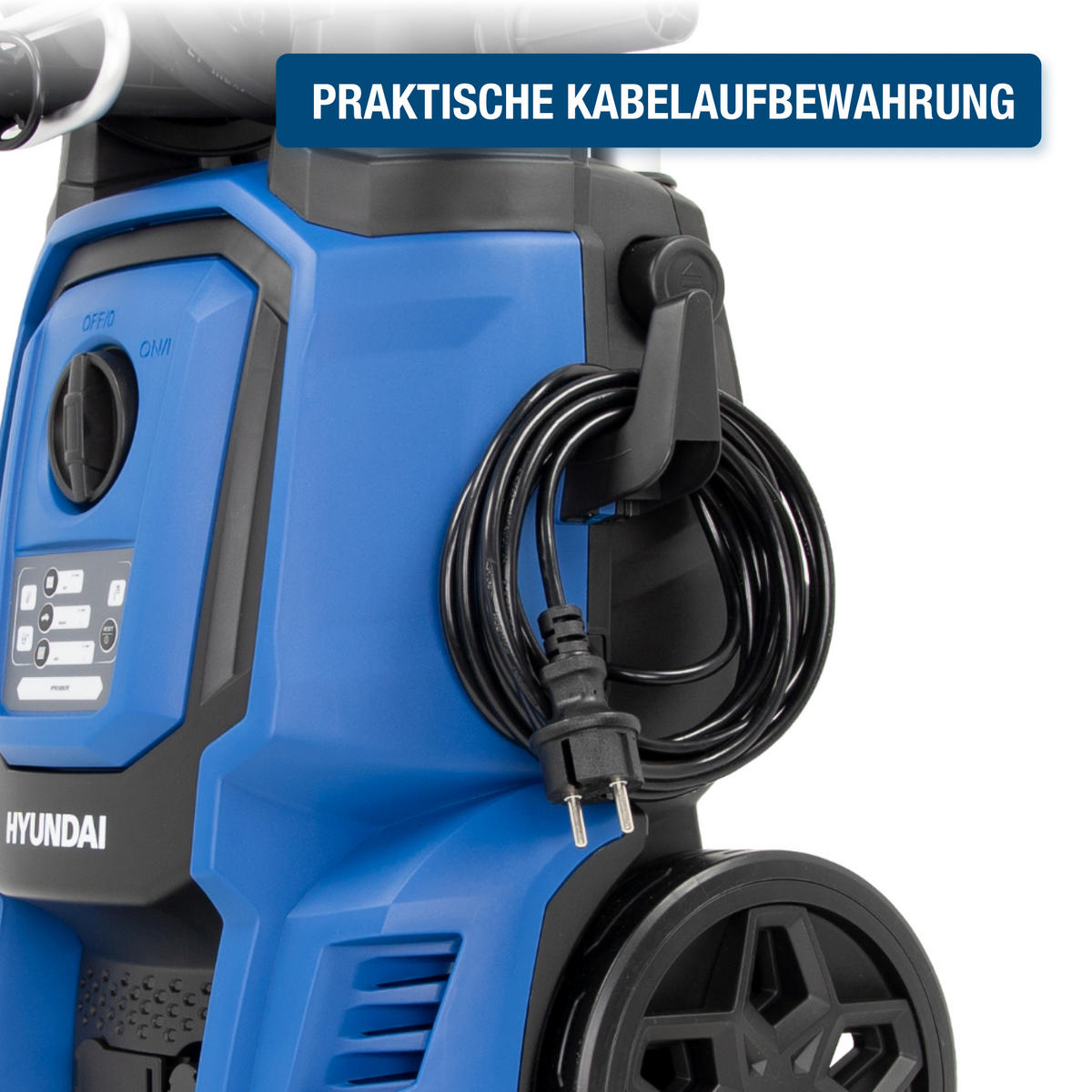 ELEKTRO-HOCHDRUCKREINIGER HPW2400CRE (2400W, 195bar, 450 l/h, Schlauchtrommel, Blau) - Blau, Kunststoff (33/91/36cm) - HYUNDAI