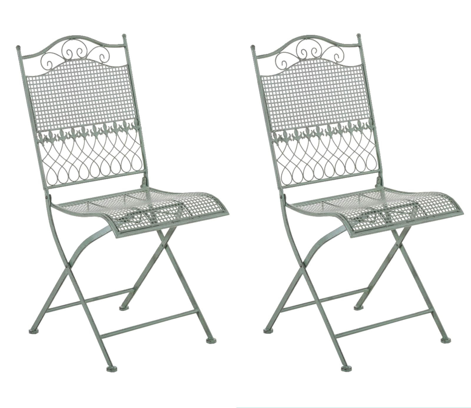 GARTENKLAPPSTUHL 2er Set Metall antik-grün - Grün, Metall (41/91/50cm) - CLP