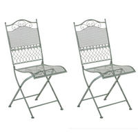 GARTENKLAPPSTUHL 2er Set Metall Antik-Grün - Grün, Metall (41/91/50cm) - CLP