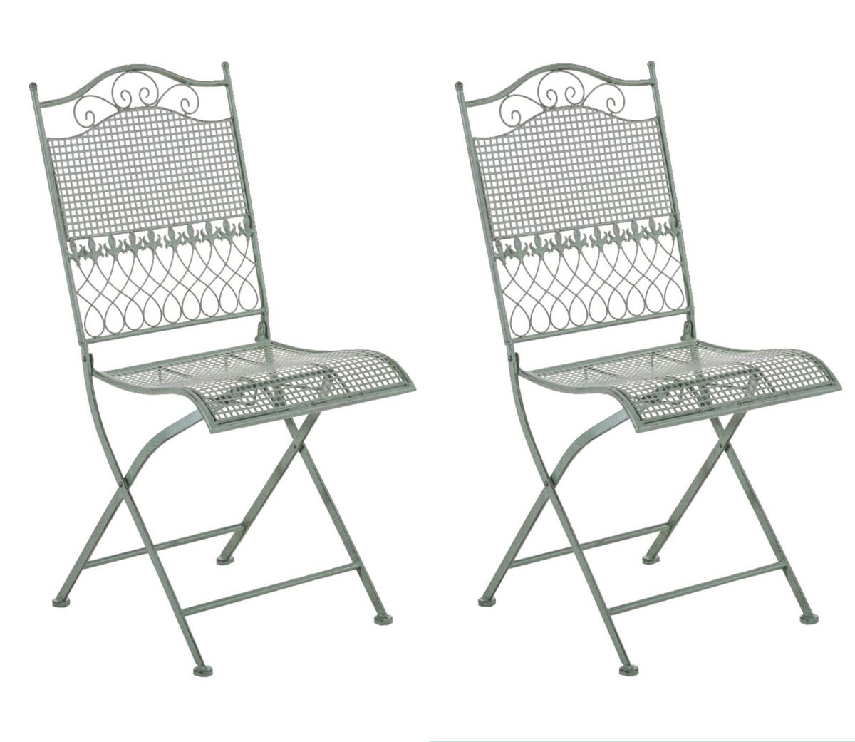 GARTENKLAPPSTUHL 2er Set Metall Antik-Grün - Grün, Metall (41/91/50cm) - CLP