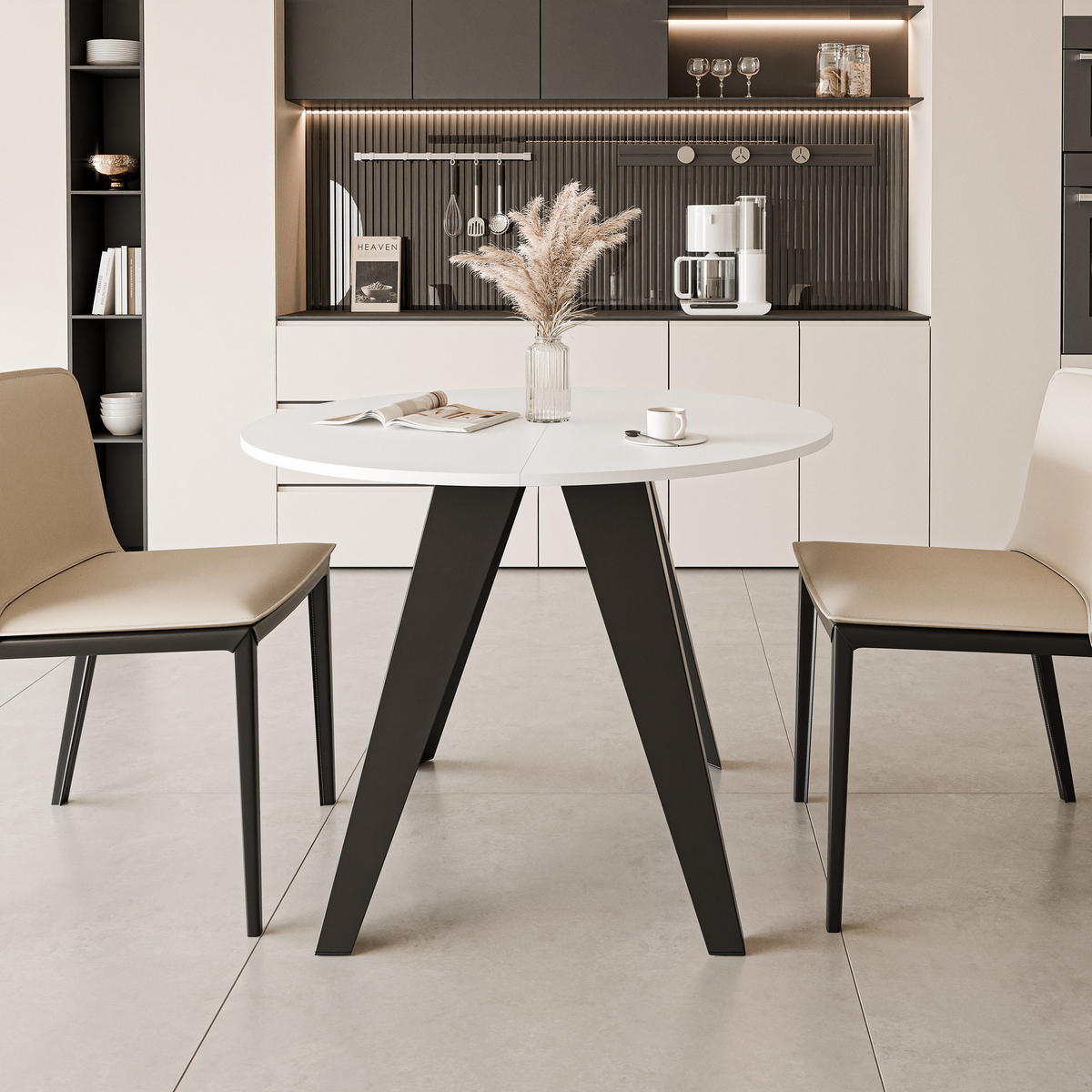 ESSTISCH ausziehbar auf MDF, Weiß - Schwarz/Weiß, Holzwerkstoff (100/100/76cm) - Idohome