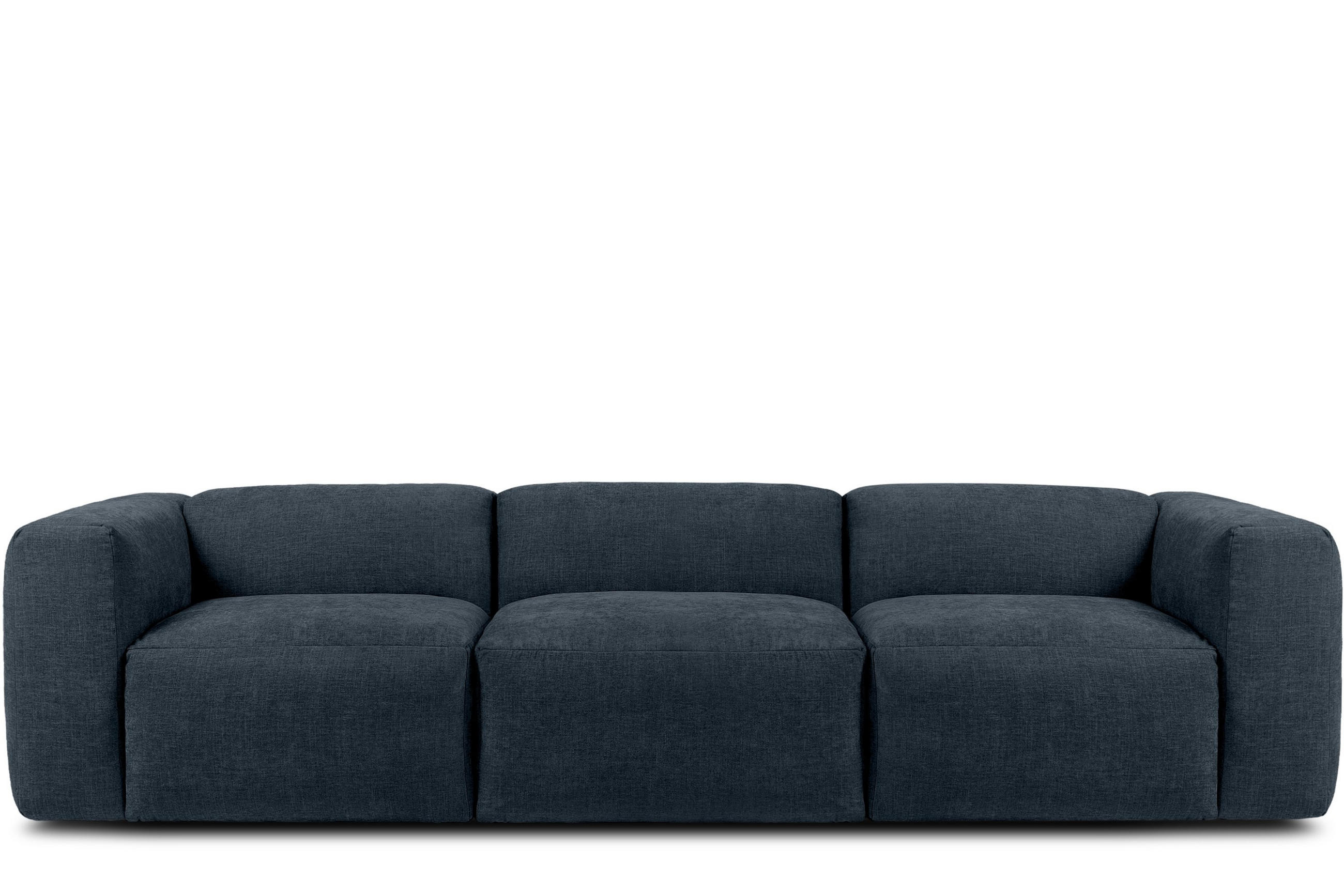 3-SITZER-MODULSOFA BUFFO mit extrem weicher und bequemer Sitzfläche, Gewebestoff, dunkelblau - Dunkelblau, Textil (290/73/96cm) - KONSIMO®