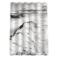 DUSCHVORHANG Blick über Wolken und Berge Schwarz-Weiß 200/180 cm - Schwarz, Textil (200/180cm) - Bilderwelten