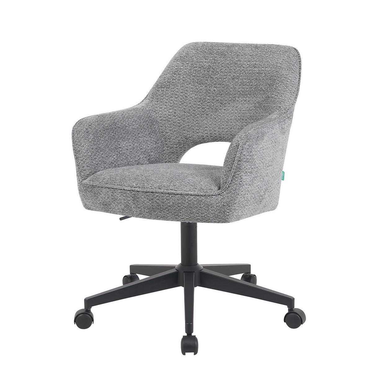 BÜROSTUHL Mika-Ilvy 2er-Set - Dunkelgrau/Schwarz, Textil/Metall (60/84/65cm) - DUBI Möbel