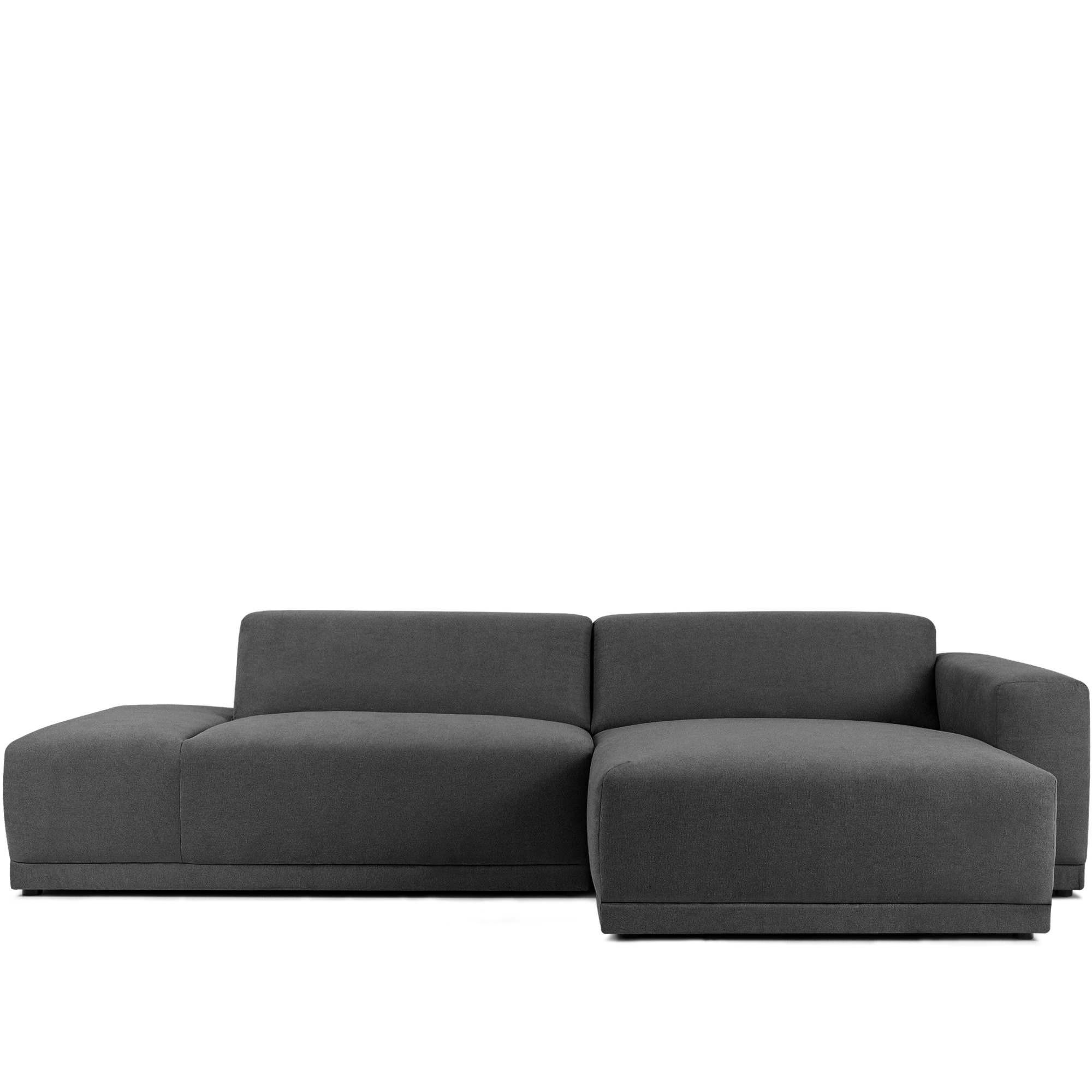 ECKSOFA RECHTS MUDI in moderner Optik mit hochwertigem Kaltschaum, Cord-Stoff, Dunkelgrau - Dunkelgrau/Schwarz, Textil (280/160cm) - KONSIMO®