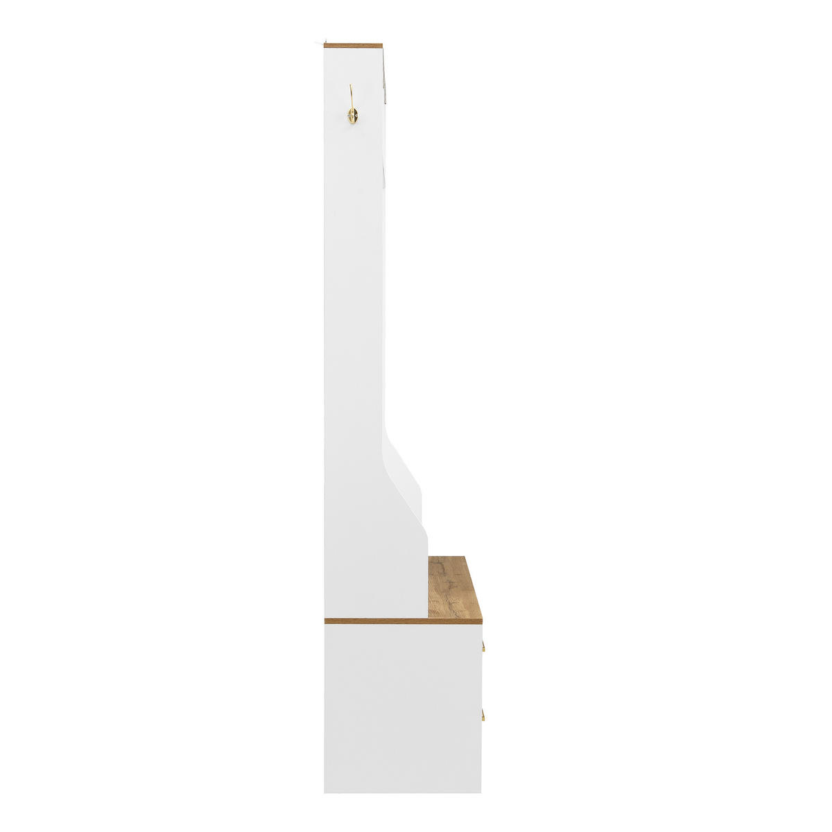 GARDEROBE-SET in Weiß mit Spiegel und LED-Beleuchtung für Eingangsbereich und Flur, B120/T40/H187 cm - Weiß/Naturfarben, Glas/Holzwerkstoff (120/187/40cm) - STILVORA