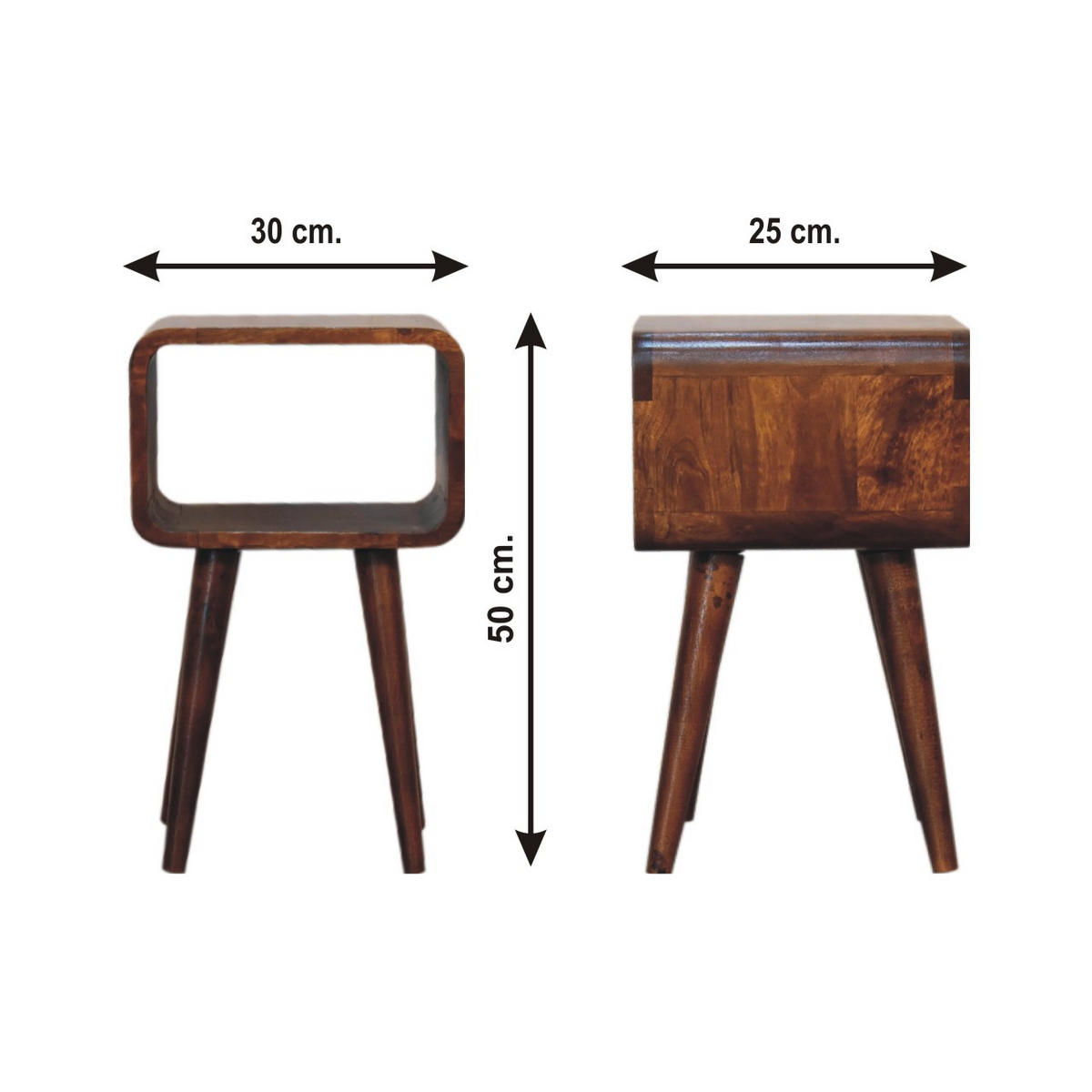 NACHTTISCH mit geschwungenem Design - Messingfarben/Braun, Holz/Metall (30/50/25cm) - Artisan Furniture