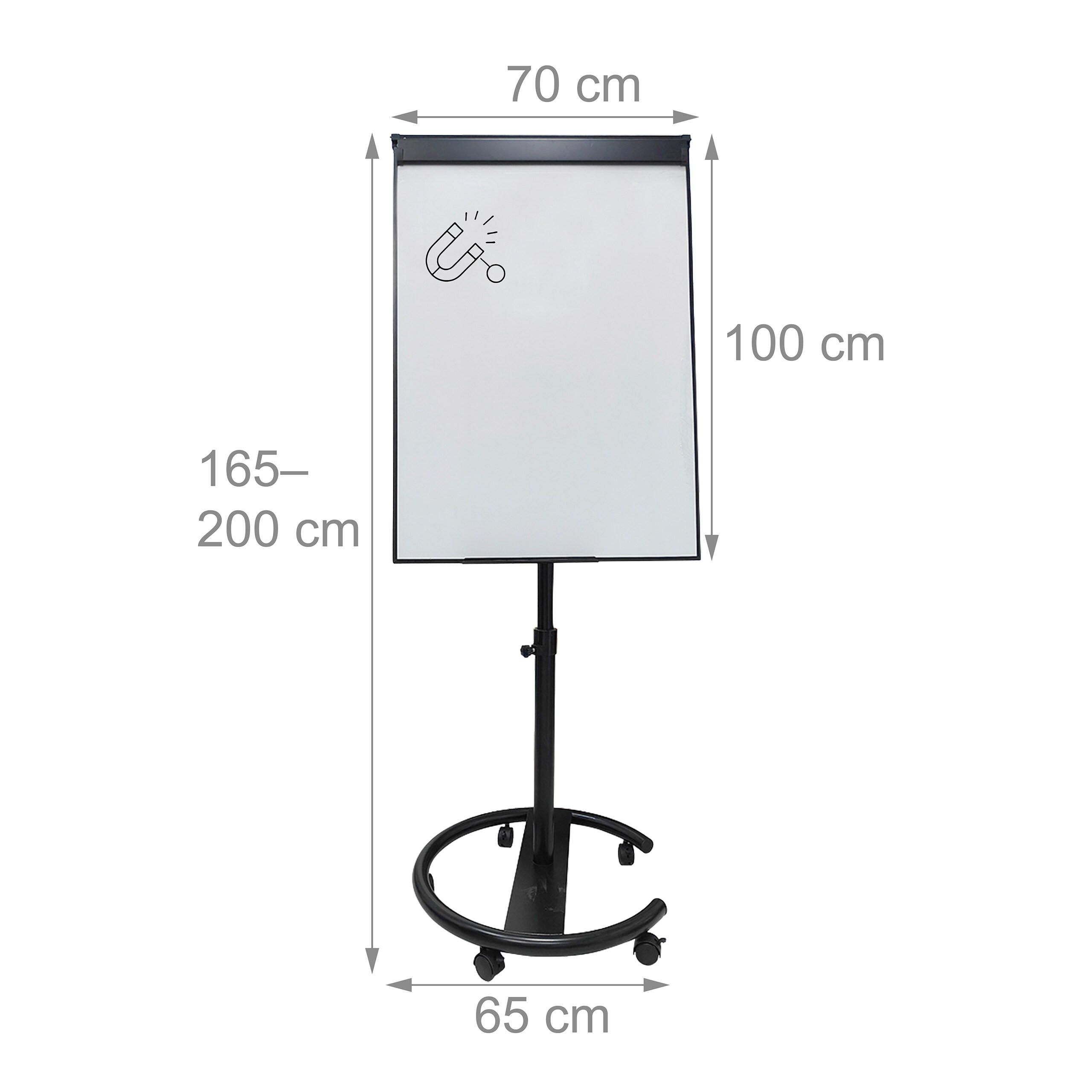 Thumbnail - Relaxdays Flipchart, Schwarz, Metall, 70x200x65 cm, Dekoration, Magnettafeln & Pinnwände