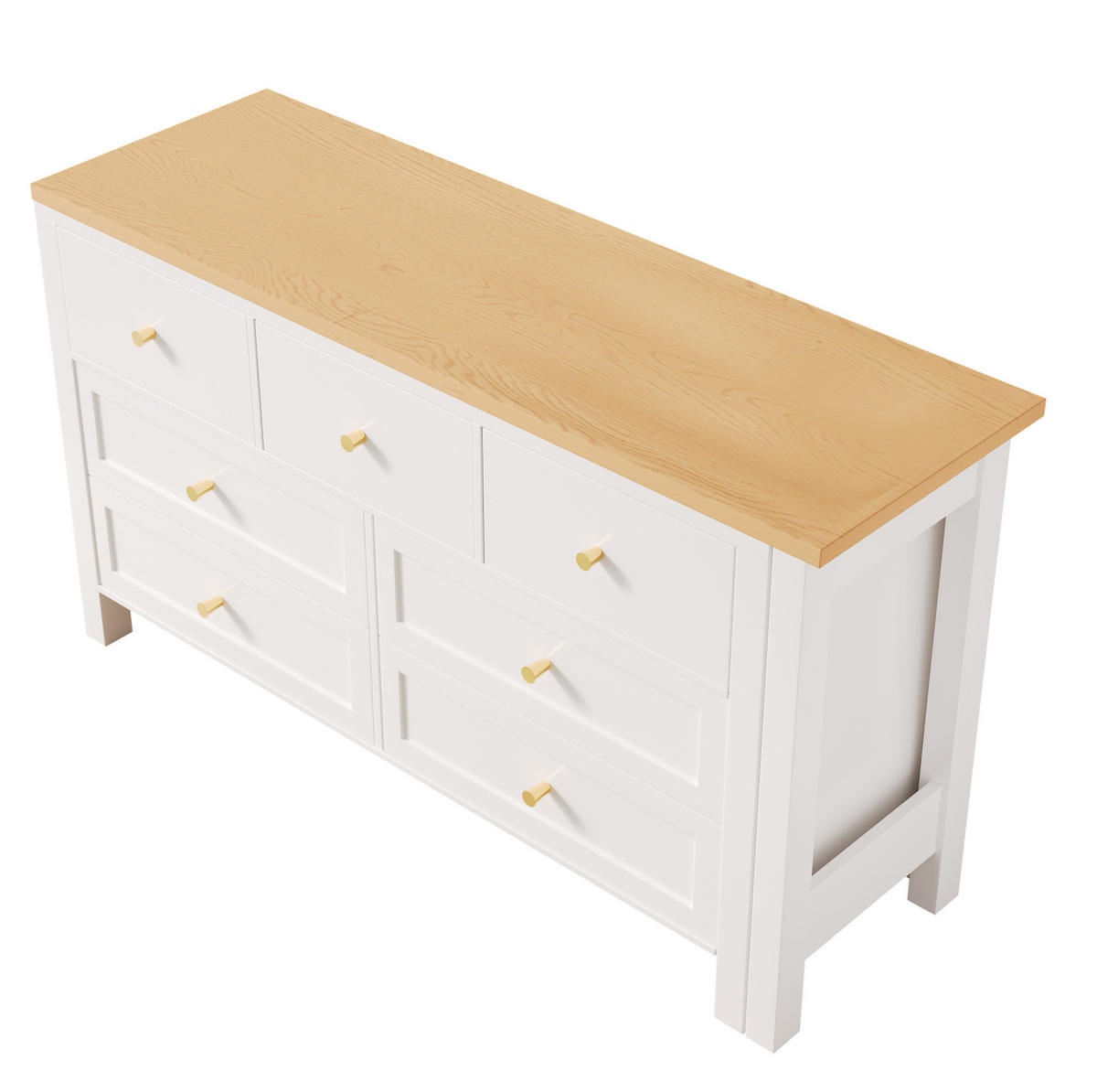 SCHREIBTISCH aus Spanplatte 120x40x70 cm Eichenoptik/Weiß mit 360° drehbarer Tischplatte und 7 Schubladen - Weiß, Holzwerkstoff (120/70/40cm) - IVMEU