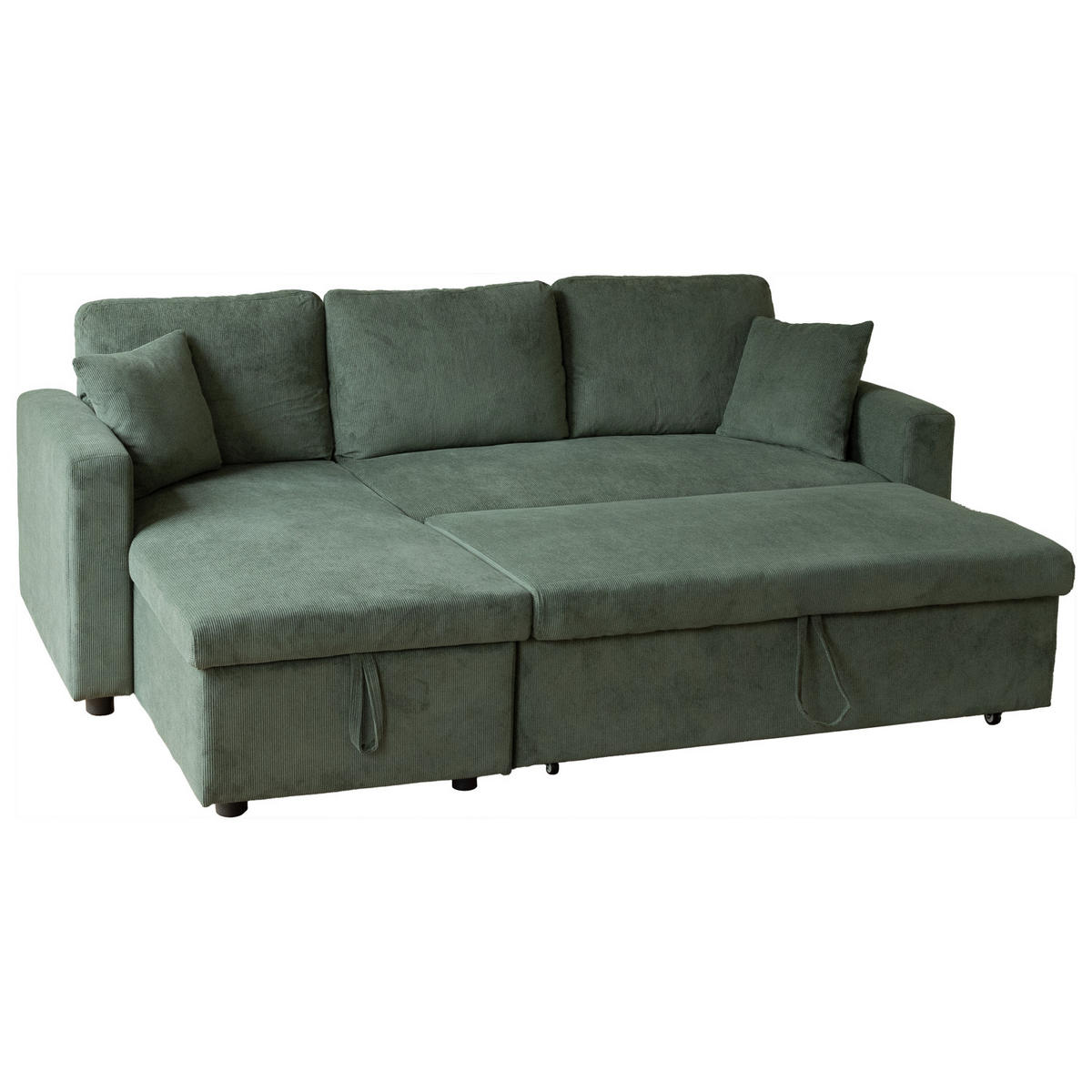 ECKSOFA CLARK Grün 3 Plätze - Grün, Textil (225/146cm) - Happy Garden