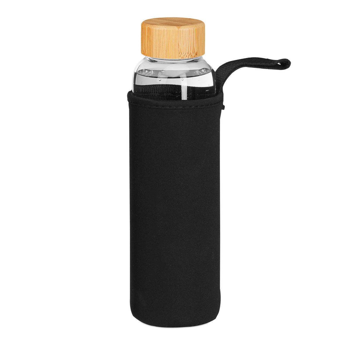 6XTRINKFLASCHE - Multicolor, Glas/Holz (0.5L) - Relaxdays