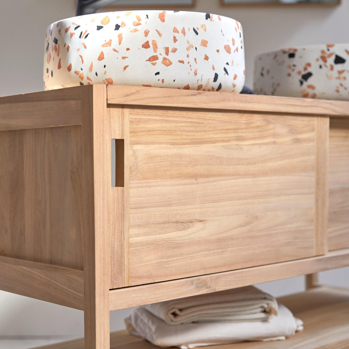 WASCHTISCHUNTERSCHRANK Arty Natur aus Teak - Naturfarben, Holz (120/80/47cm) - Tikamoon