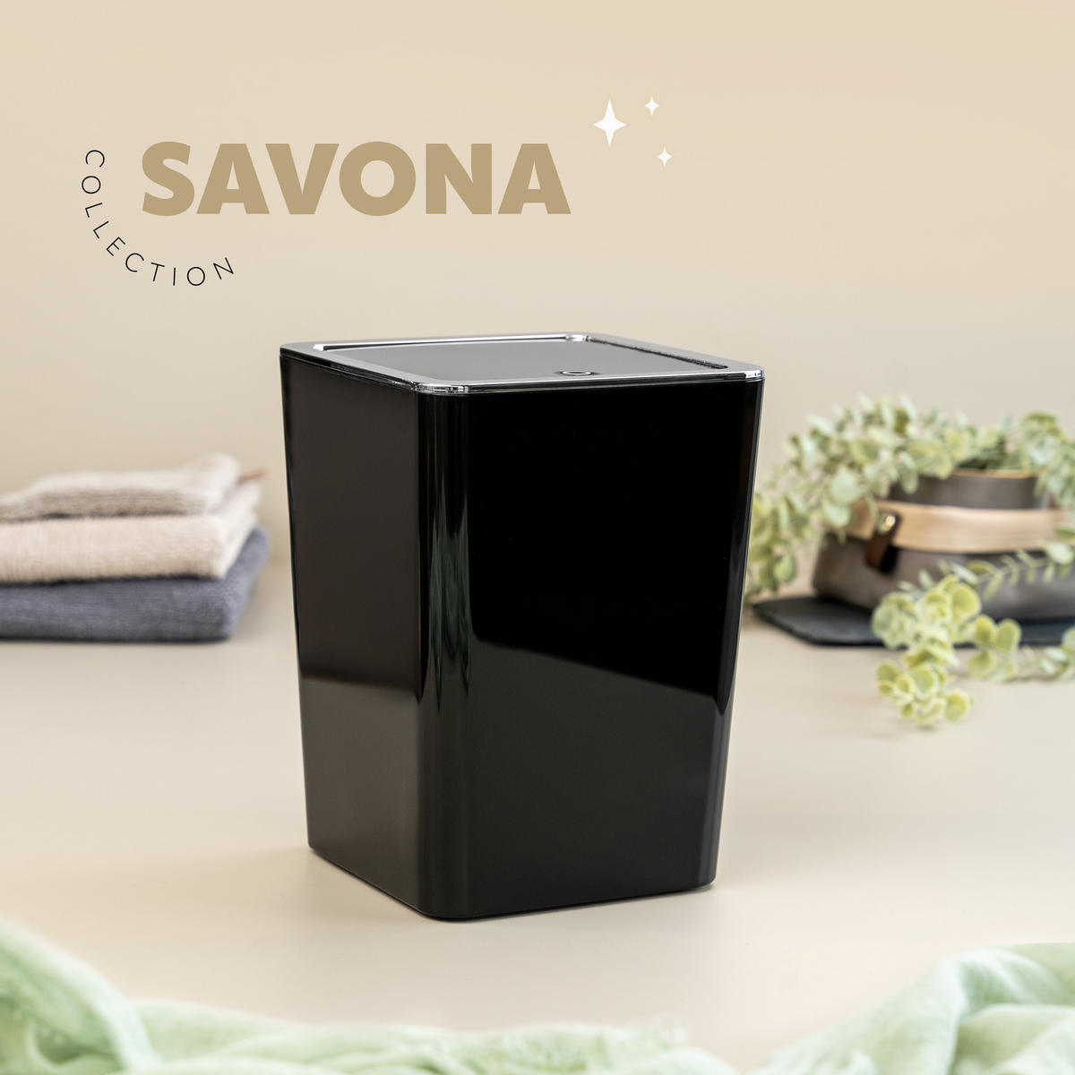 KOSMETIKEIMER SAVONA 6 Liter, schwarz - Schwarz, Kunststoff (19/24.5/18cm) - bremermann