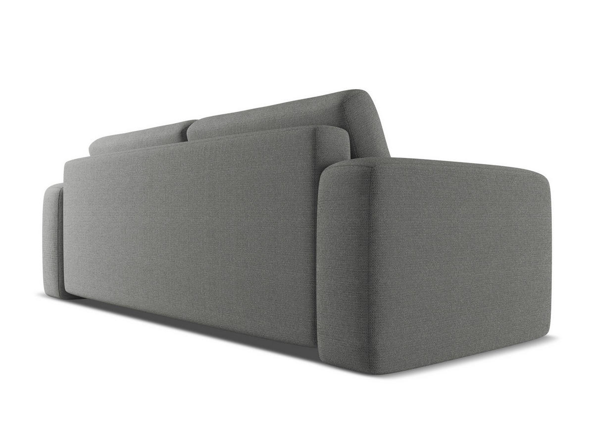 3-SITZER SOFA mit Schlaffunktion Chenille Stoff Grau - Schieferfarben/Schwarz, Kunststoff/Textil (242/91/100cm) - Makamii