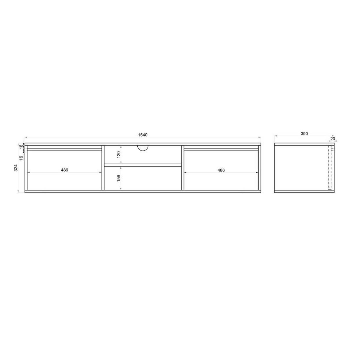 TV-HÄNGEBOARD Evo Graubeige 154 cm - Greige, Holzwerkstoff (154/32.4/39cm) - Selsey
