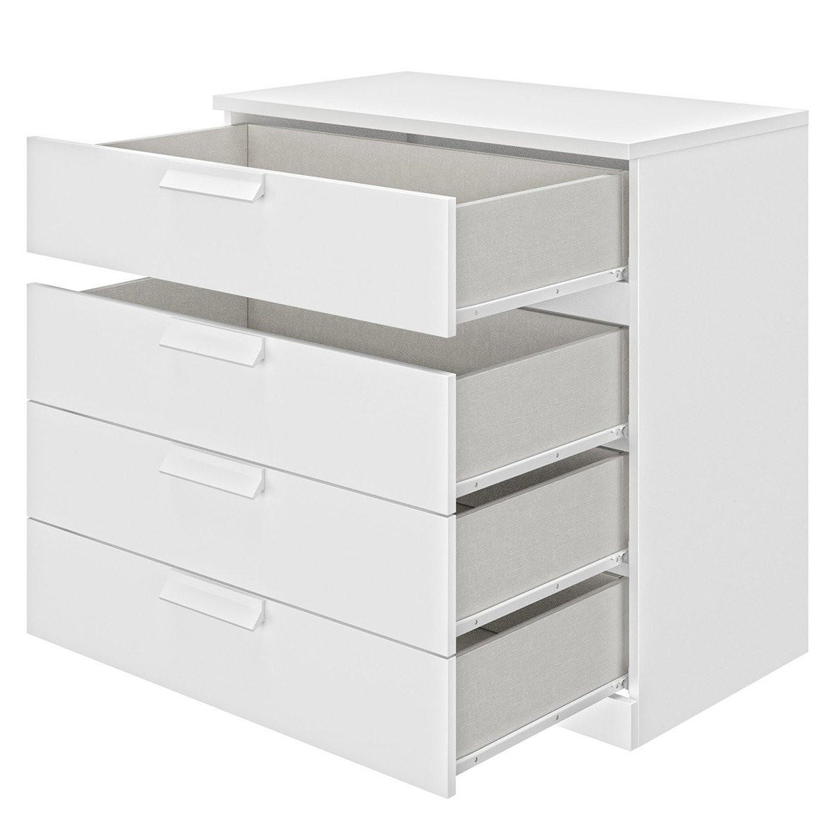 KOMMODE 4 Schubladen Cyrus - Französische Herstellung - 81/45/81 cm - Weiß, Holzwerkstoff (45/81/81cm) - Calicosy