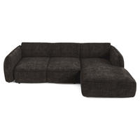 ECKSCHLAFSOFA Rastervelours 274cm - Schwarz, Textil (274/174cm) - Sia Home