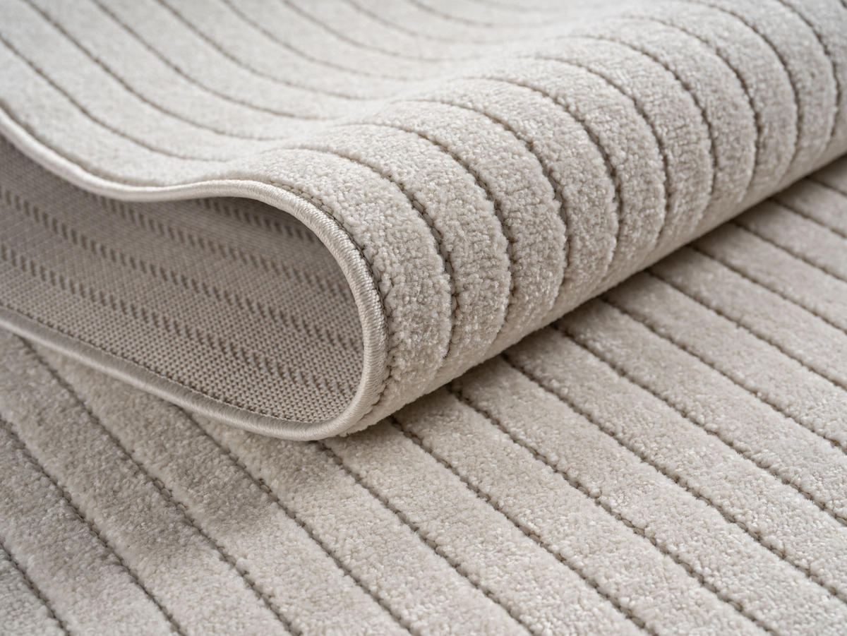 TEPPICH In-/Outdoor Kurzflor Skandinavisch Muster Polypropylen Terrasse Creme Läufer 80x250 - Creme, Textil (80/250cm) - KADIMA DESIGN