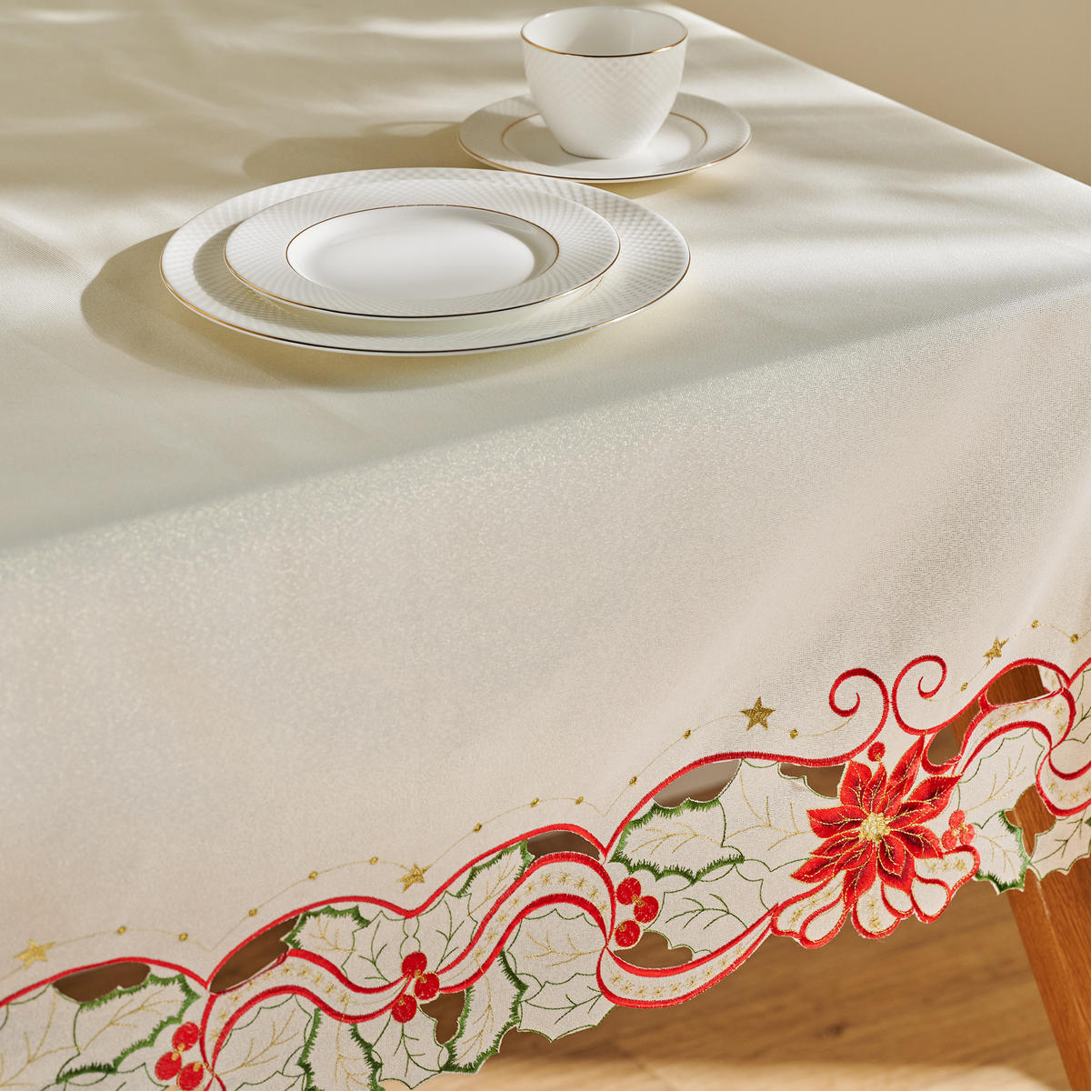 TISCHDECKE Weihnachten Estrelo 130 x 174cm, Gold - Goldfarben, Textil (174cm) - home&you