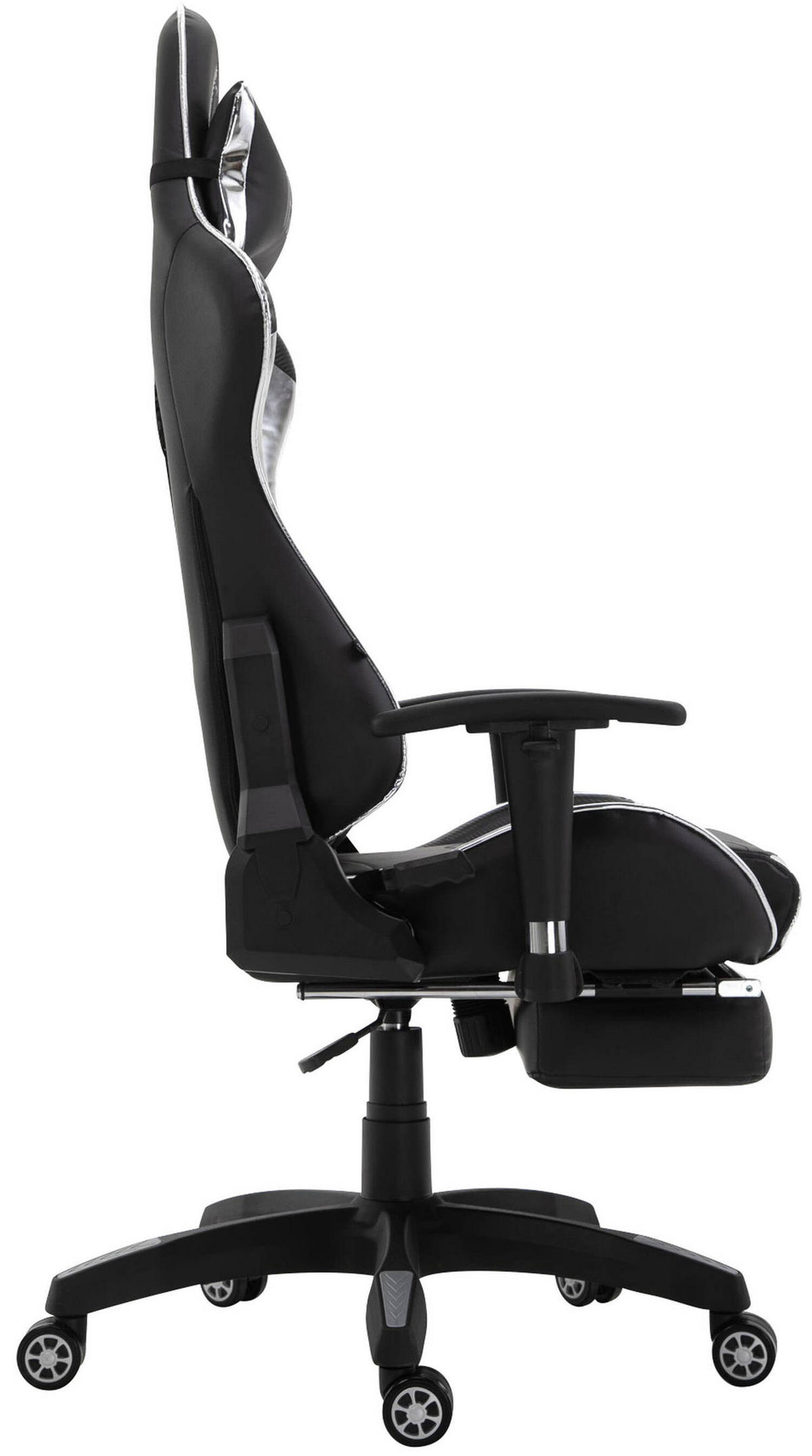 BÜROSTUHL Racing Turbine mit Fußablage glanz, Schwarz/Weiß - Weiß, Kunststoff/Textil (67/142/58cm) - TPFLiving