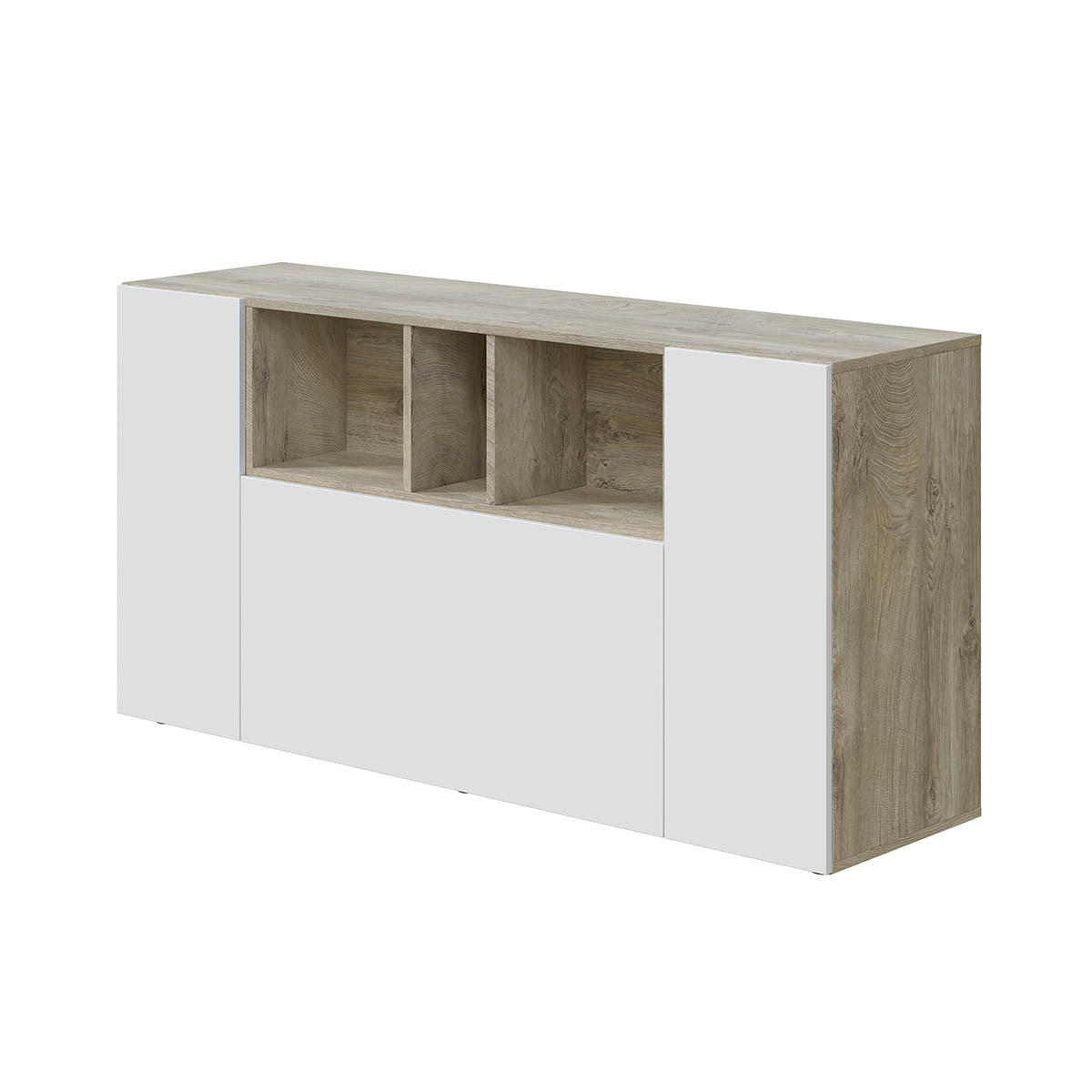 SIDEBOARD mit 3 Türen, davon 1 Flügeltür und 3 Nischen Tamiko - L150cm - Weiß, Holzwerkstoff (41/76/150cm) - Calicosy