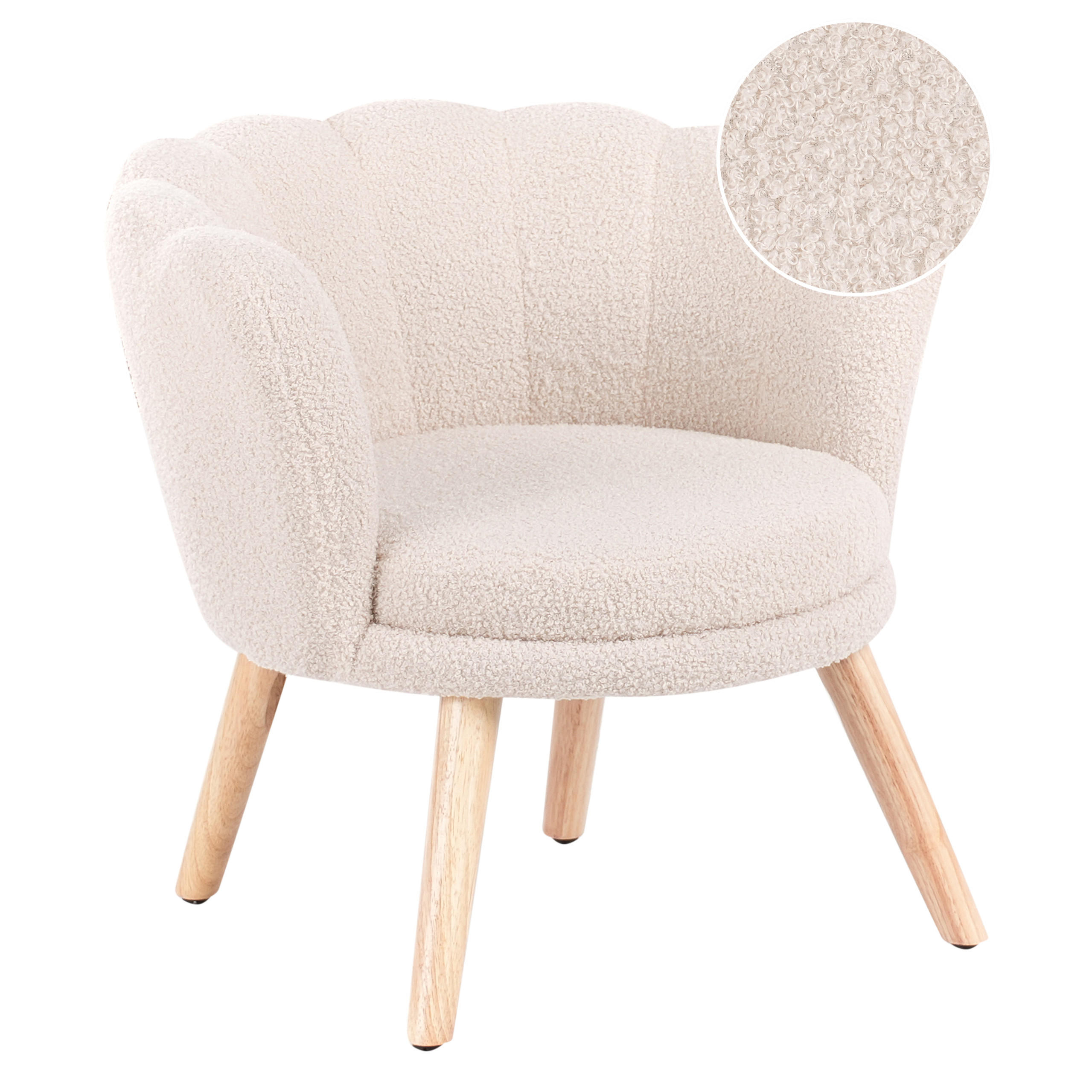 KINDERSESSEL Bouclé Hellbeige Halby - Beige, Textil (60/54/54cm) - Beliani