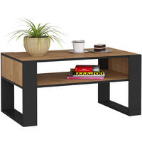 COUCHTISCH Eiche Craft, Schwarz 92 x 45 x 53 cm - Eichefarben/Schwarz, Holzwerkstoff (53/92/45cm) - Akord