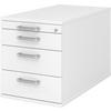 ROLLCONTAINER - mit 3 Schubladen 80/42,8/51,2 cm in Weiß Chromgriff (Metall) - Weiß, Holzwerkstoff (42.8/51.2/80cm) - bümö