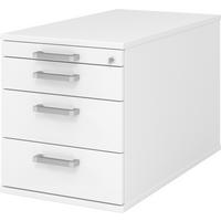 ROLLCONTAINER - mit 3 Schubladen 80/42,8/51,2 cm in Weiß Chromgriff (Metall) - Weiß, Holzwerkstoff (42.8/51.2/80cm) - bümö