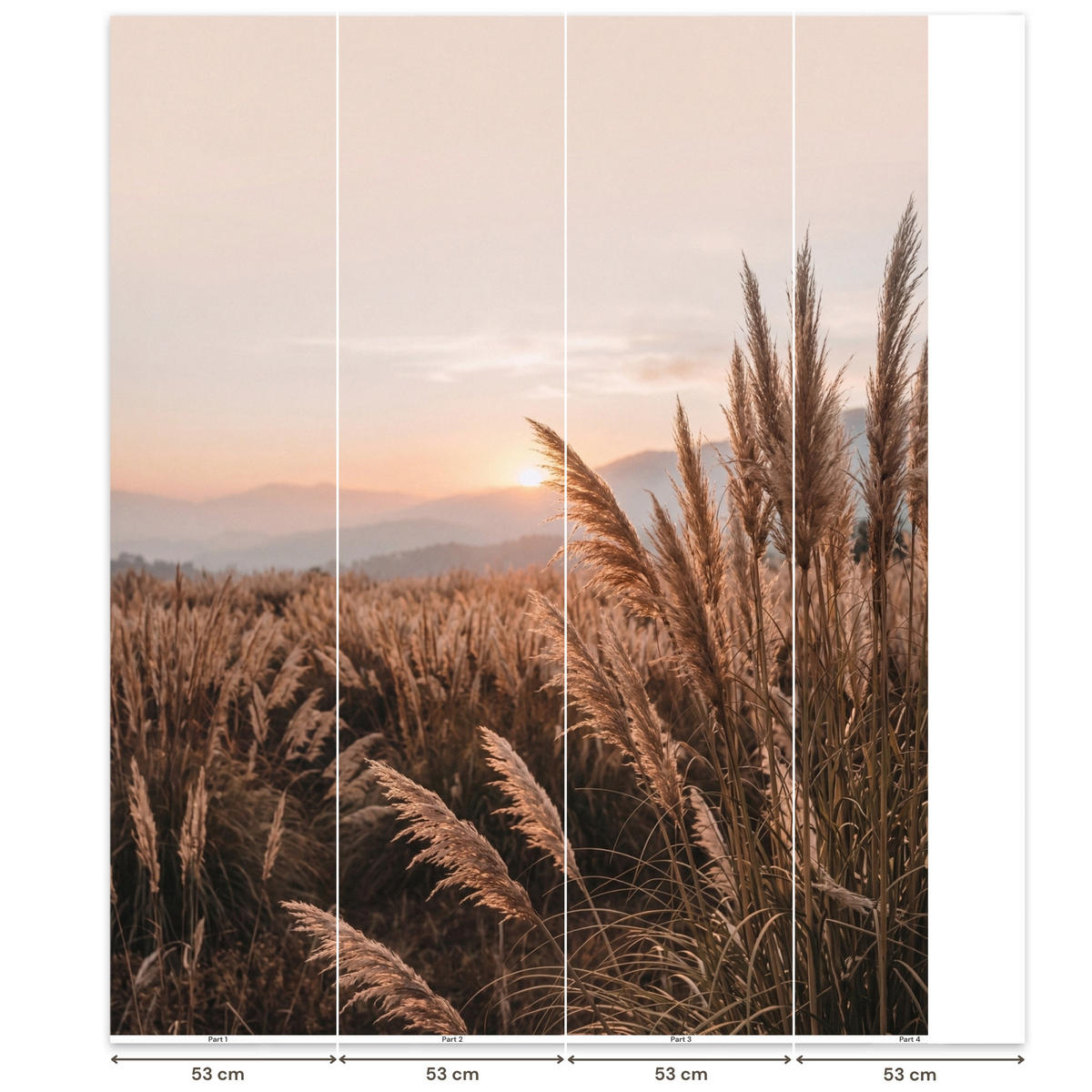 TAPETE - Gras - Feld - Sonne - Natur - 200x240 cm - Sandfarben, Papier (200/240cm) - OnlyWow