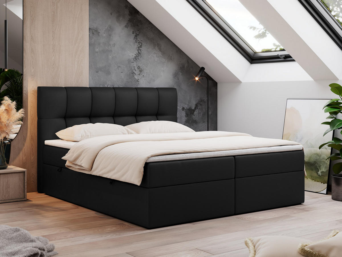 BOXBETT RICO 200/200 Schwarz Kunstleder - H3 - Schwarz, Holz/Textil (200/200cm) - MKS
