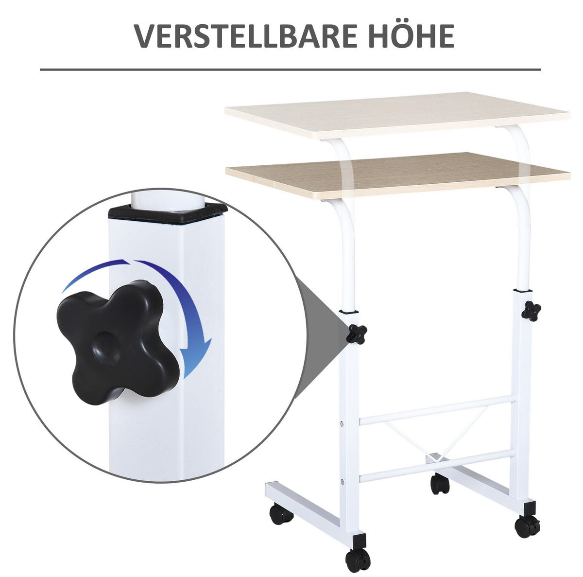 BEISTELLTISCH 60/68-78/40 cm aus Stahl höhenverstellbar - Ahornfarben, Metall (60/40/78cm) - OKMYHOME