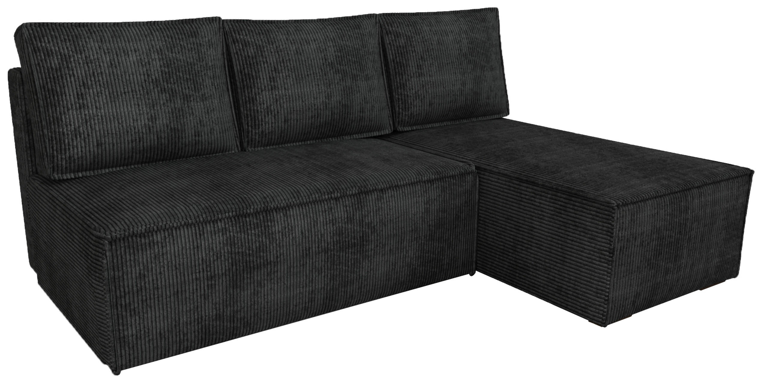 ECKSOFA Hector mit Schlaffunktion Schwarz Cord - Schwarz, Textil (200/141cm) - Bromarkt