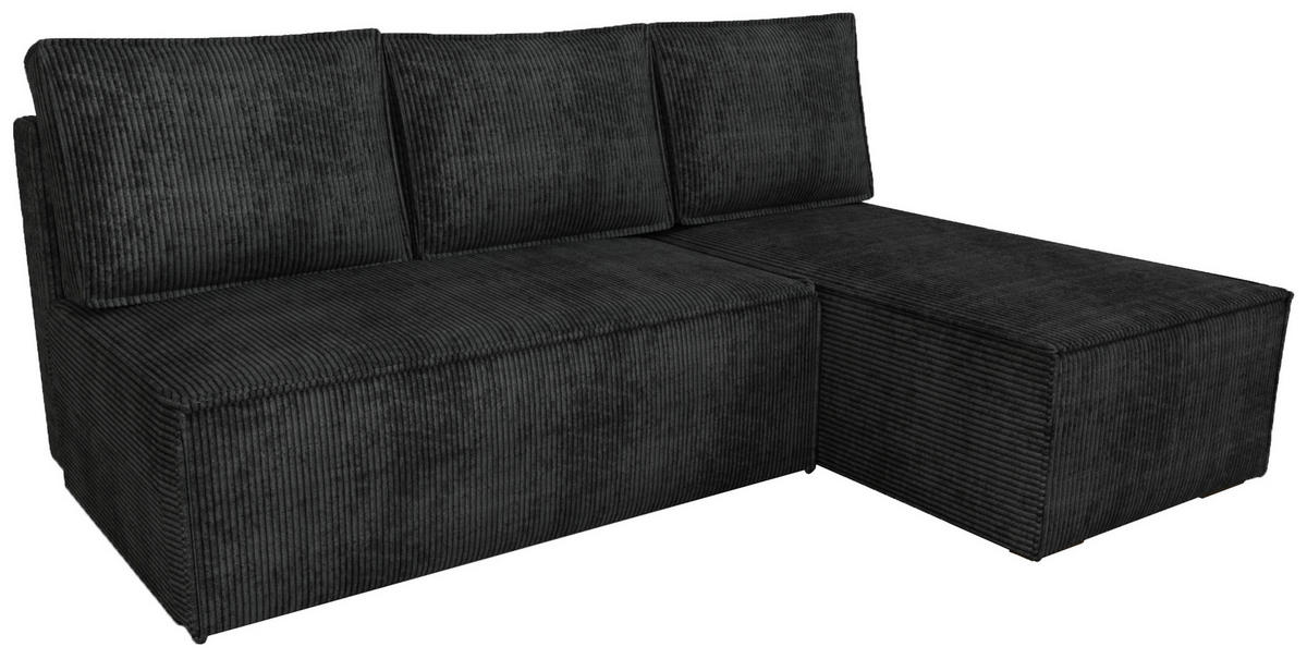ECKSOFA Hector mit Schlaffunktion Schwarz Cord - Schwarz, Textil (200/141cm) - Bromarkt
