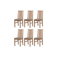 STUHL 6er ONTIKA 1, hell nussbaum - Hellbraun/Graubraun, Holz (43/94/40cm) - Leaf Design