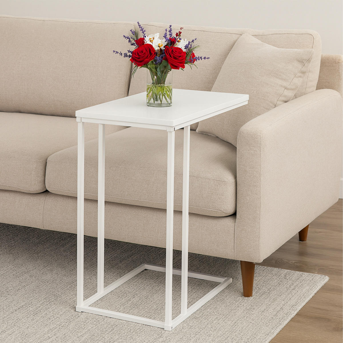 BEISTELLTISCH - Weiß, Holzwerkstoff/Metall (35/50/64cm) - Relaxdays