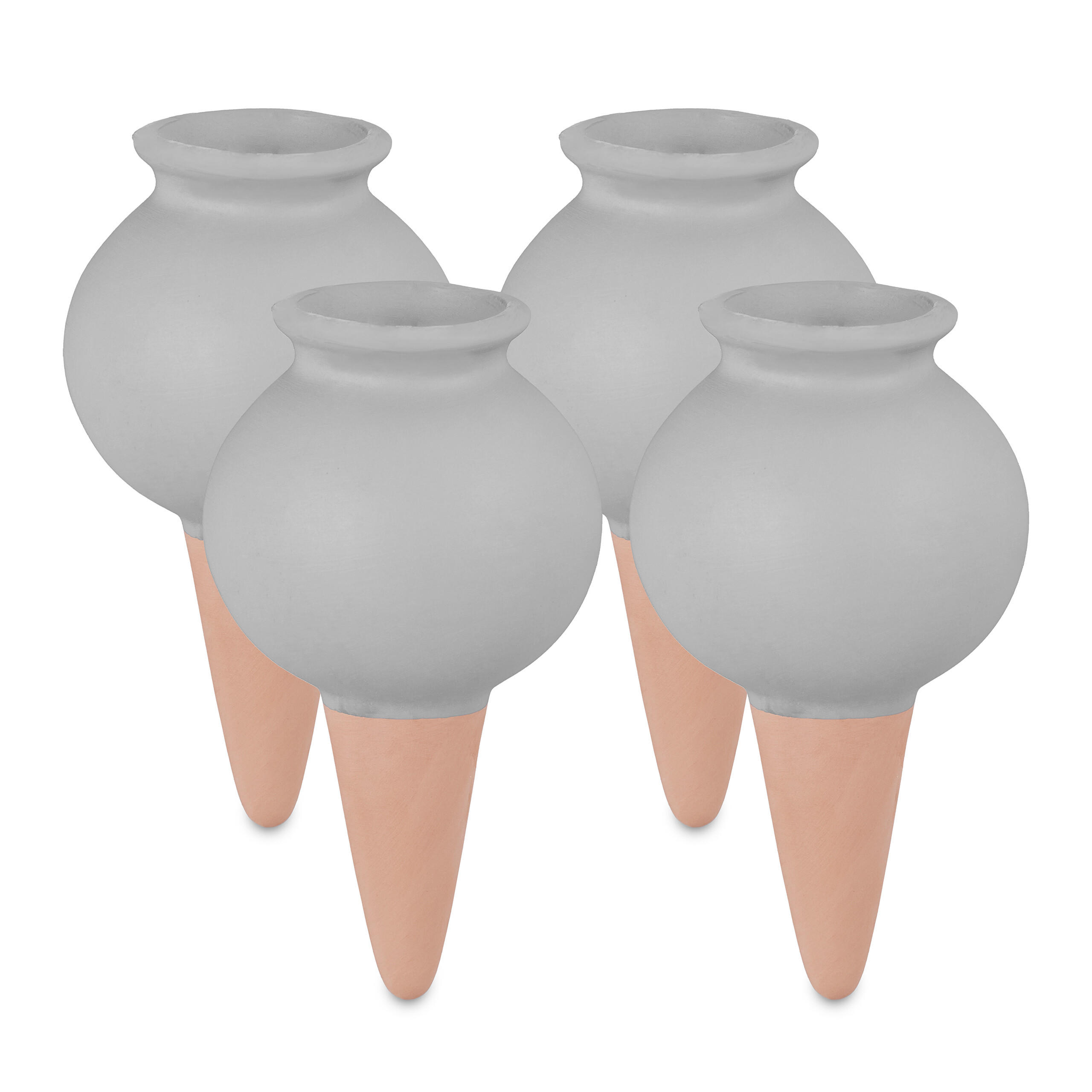 4xTONKEGEL - Grau, Keramik (6/12/6cm) - Relaxdays