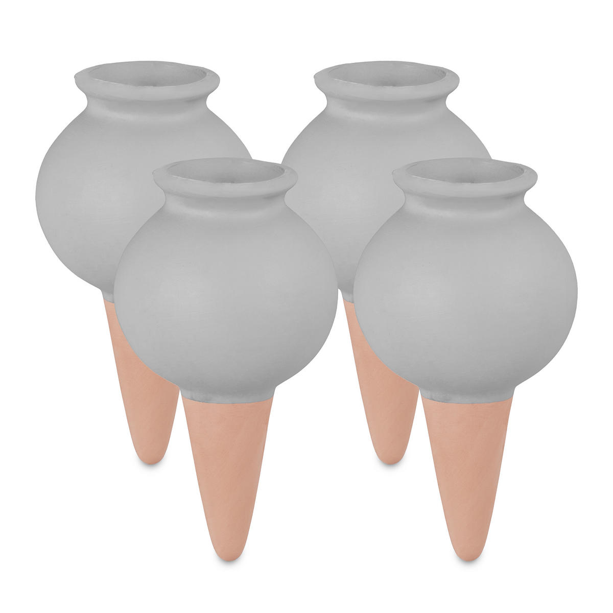 4xTONKEGEL - Grau, Keramik (6/12/6cm) - Relaxdays