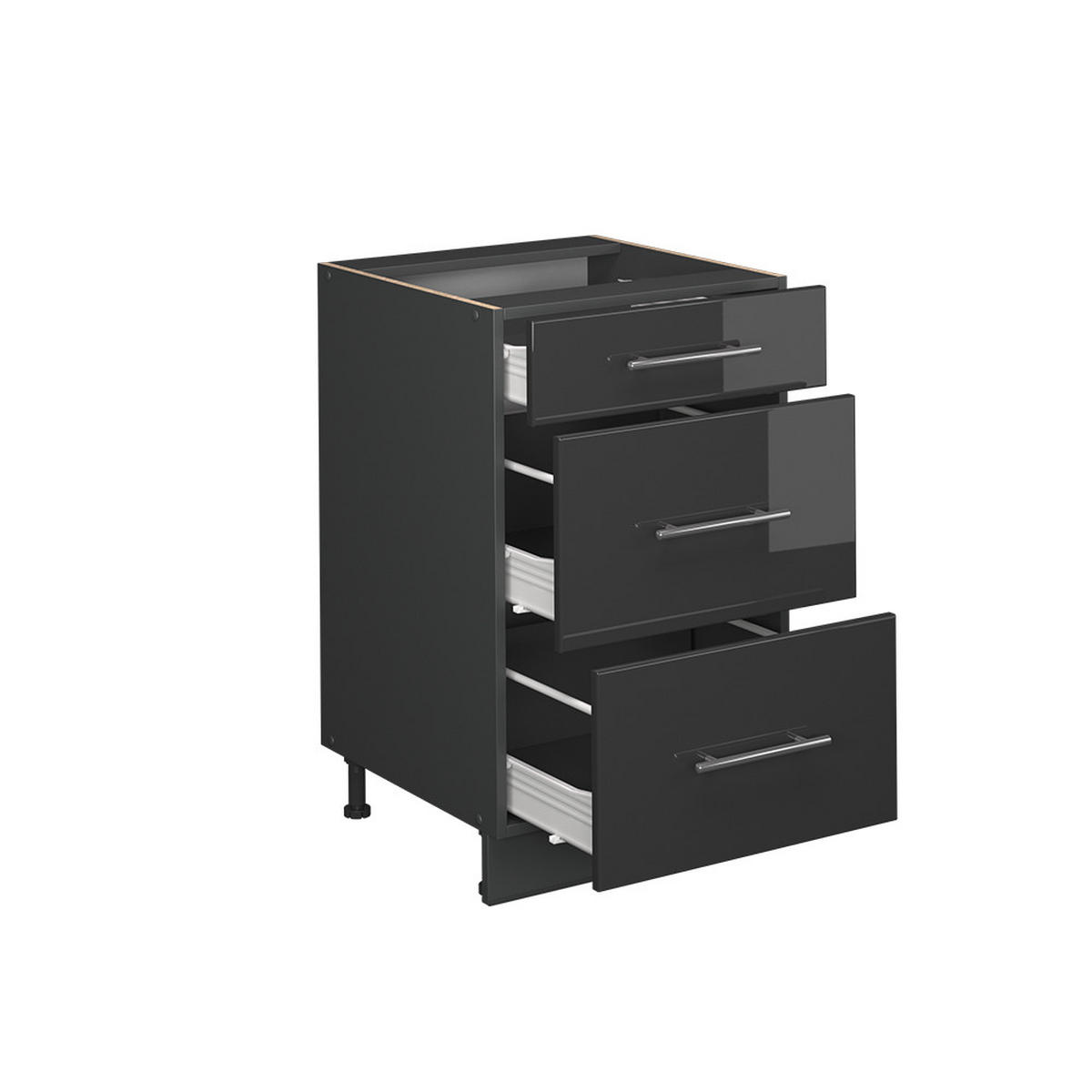 KUCHYNSKÁ SPODNÁ SKRINKA Fame-Line Antracit vysoký lesk - antracitová/čierna s vysokým leskom, kompozitné drevo (50/82/51.6cm) - Vicco