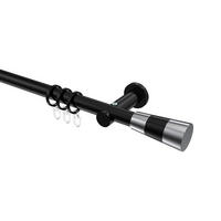 GARDINENSTANGEN-SET Platon Tanara 320 cm (geteilt in 2 x 160 cm), 1-läufig, 20 mm Ø Schwarz - Chromfarben/Schwarz, Metall (320cm) - INTERDECO
