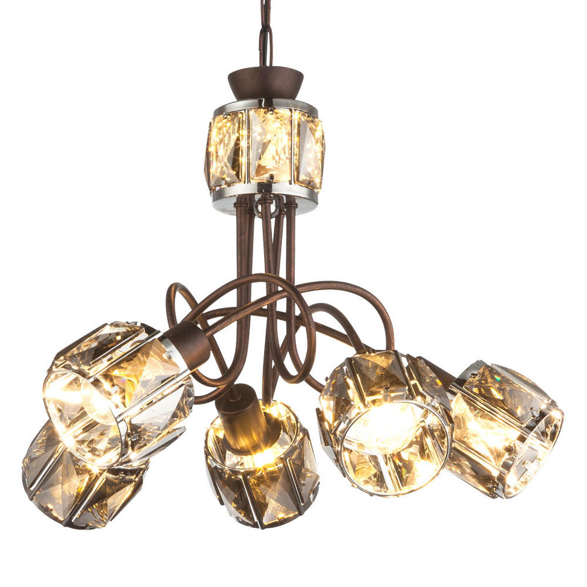 HÄNGELEUCHTE Indiana Bronze - Bronzefarben, Glas (40/40/130cm) - Globo Lighting