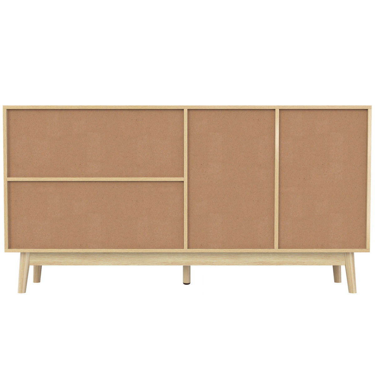 SIDEBOARD aus MDF und Spanplatte 155x38x80 cm Holzfarbe mit Rattan-Schiebetüren und 2 Schubladen - Naturfarben, Holzwerkstoff (155/80/38cm) - IVMEU