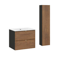 BADMÖBEL 60cm Elena 2er-Set Holz und Schwarz - Schwarz, Holzwerkstoff (60/50/46cm) - Petits-meubles